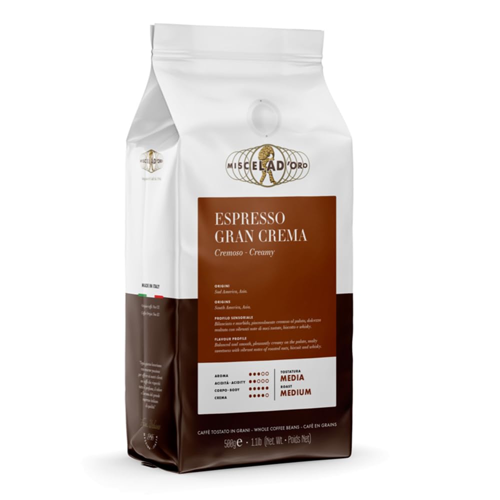 Miscela d'Oro Espresso Gran Crema - 4 confezioni da 500g - Caffè Espresso in grani - Caffè cremoso e bilanciato
