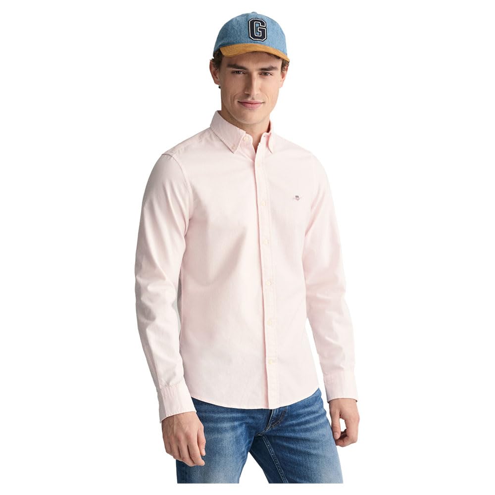 GANT Men's Slim Oxford Shirt, Light Pink, M