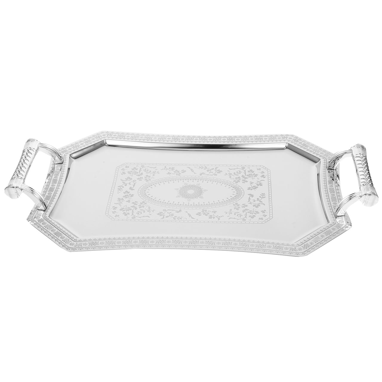 Plateau Style Vintage Élégant de Service à Deux Anses, Européen