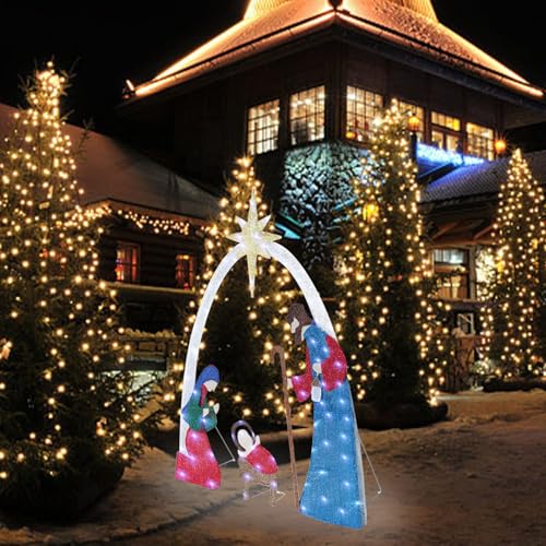 JYBBST Gartenstecker Krippe Hofschild Beleuchtet Winterdeko...