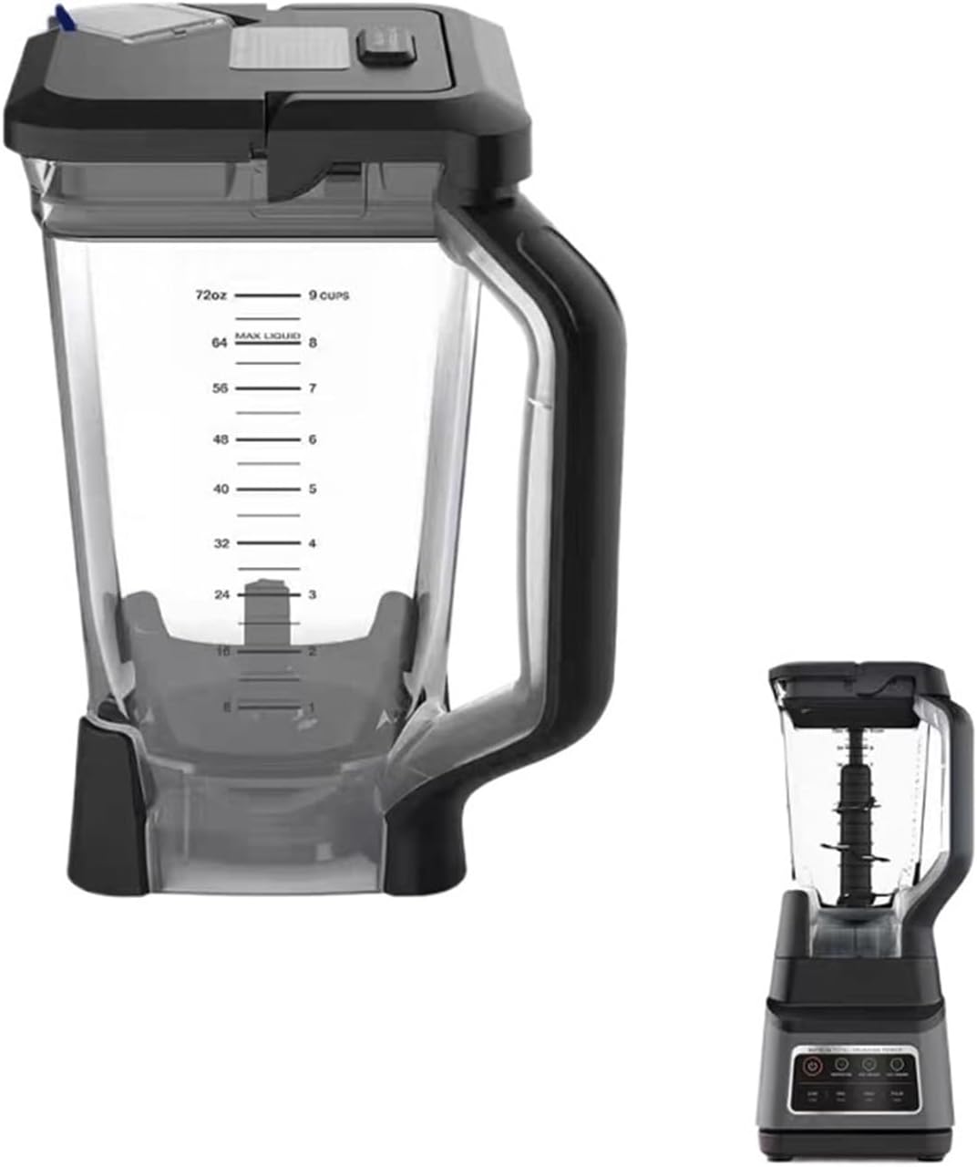 Compatible For Ninja ，72OZ Blender Cup + Lid + Blade For BL660 BL661 BL770BL610(Cup-lid-blade)