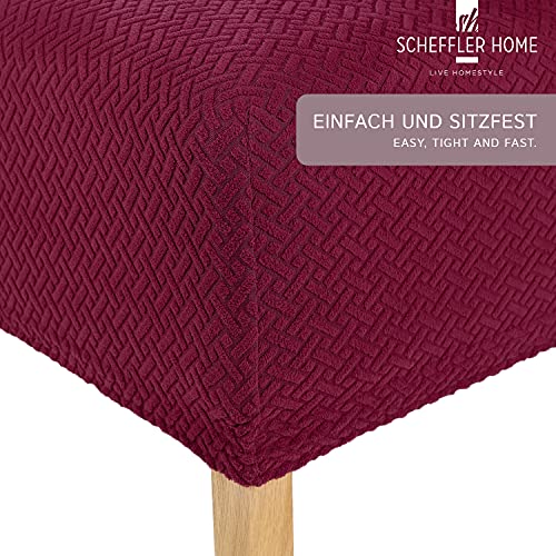 Housse de chaise en flanelle extensible Luna-Long rouge par 2