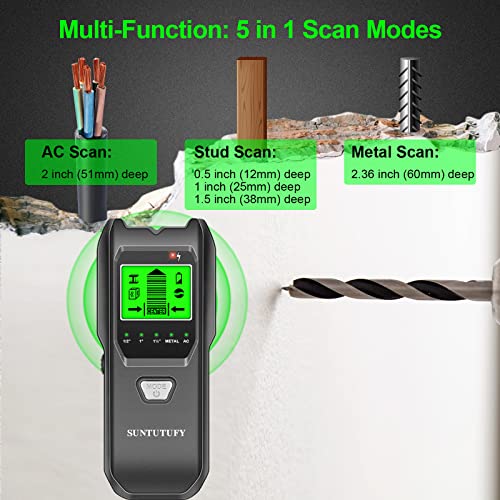 Stud Finder Wall Scanner - 5 In 1 Electronic Stud Detector With Upgraded Smart Sensor, Audio Alarm And Hd Lcd Display For The Center And Edge Of Wood, Ac Wire, Metal And Studs Detection(Dark Gray) #TOP2