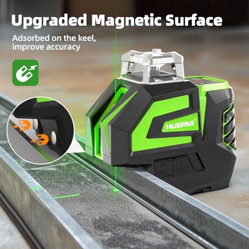 Image of Huepar Self Leveling Laser Level Green Cross Line Laser Tool with 2 Plumb Dots, Fathers Days Dad Gifts-360 Horizontal Line&140 Vertical Level Laser with Up&Down Points -Magnetic Bracket&AA Batteries