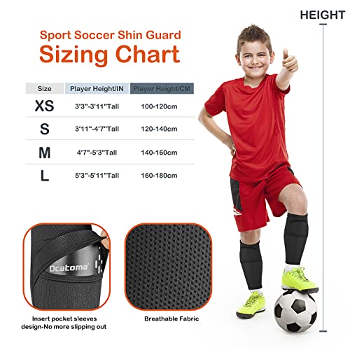 Ocatoma Soccer Shin Guards For Kids Youth,Eva Cushion Protection Reduce Shocks And Injuries,Soccer Equipment With Hard Protective Shell,Soccer Shin Pads And Shin Guard Sleeves For Boys Girls(M, Bk/Bu) #TOP1