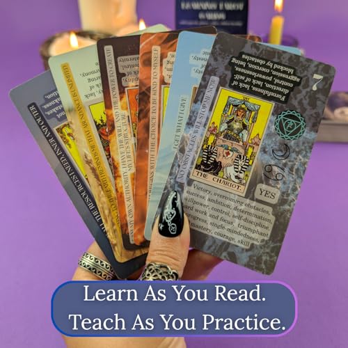 Image of Witchy Cauldron Tarot Cards for Beginners with Meanings on Them - 78 Card Learning Tarot Deck, No Book Needed Mid-Reading, Guidebook Included, Upright & Reversed, Chakra & Zodiac | Last Edition