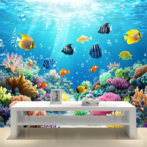 Fresque murale poissons et coraux pour transformer la chambre enfant en un océan bleu contemporain - 6