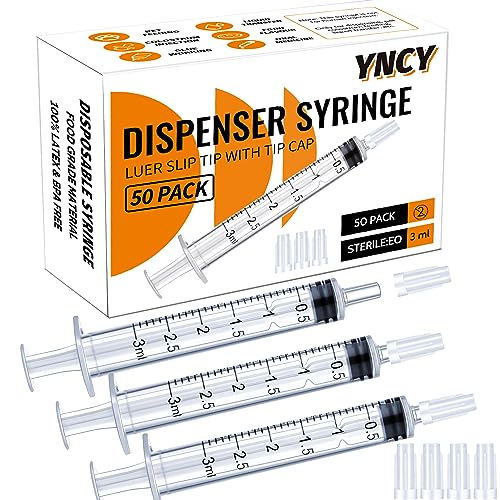 Image of 3ml Syringes with Cap, Luer Slip Tip, Whole Pack Bulk Sterile Sealed, No Needle, 50 Pack