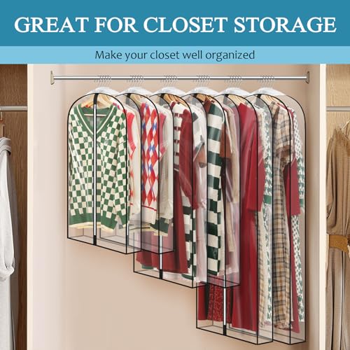 Perber 50\" All Clear Garment Bags for Hanging Clothes, 4\" Gusseted Suit Bags for Closet Storage, Plastic Garment Covers with Zipper for Coats, Jackets, Shirts, Dresses, 4 Packs - Thumbnail 7