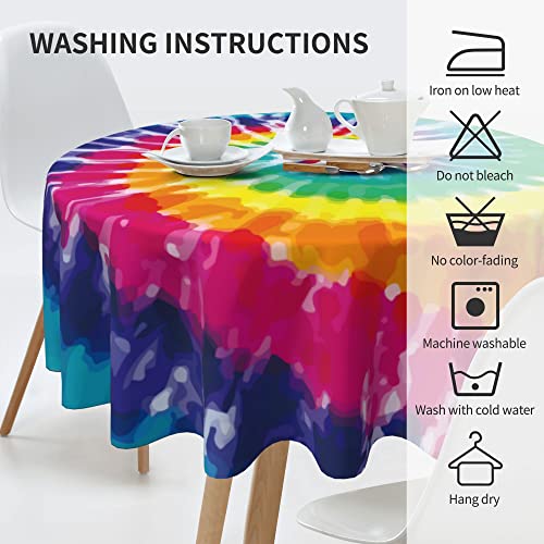 Round Tablecloth 60 inch, Tie Dye Round Table Cloth, Stain Resistance, Water Repellent and Wrinkle-Free, Colorful Circle Tablecloth for Home Kitchen Dining Party Patio Indoor and Outdoor Use by Arroganttiom - Image 4