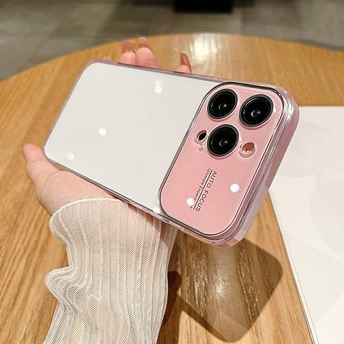 Coque antichoc iPhone 13 Pro avec protection objectif verre trempé et dos transparent rose