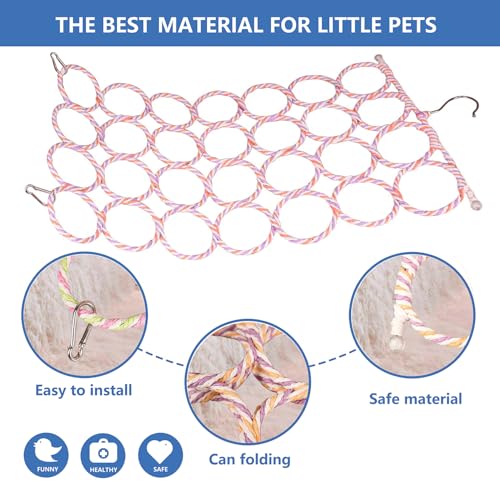 Image of 2 Pack Swing Hanging Toys,Bird Climbing Rope Net Ladders Small Medium Pet Activity Toy Suitable for Parakeet,Cockatiel,Cockatoo,Hamster,Rat,Ferret(Random Color)