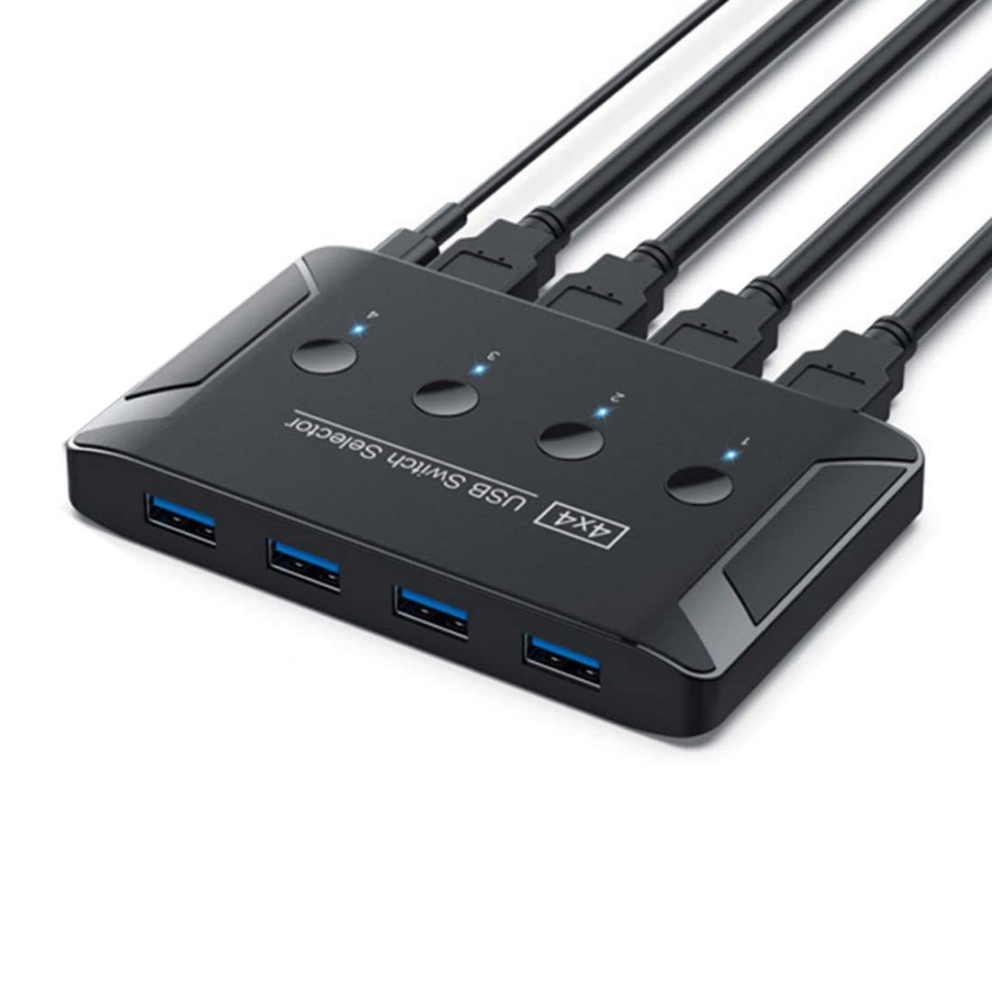 chenyang Conmutador KVM USB 3.0 para compartir 4 ordenadores, 4 dispositivos USB para teclado, ratón, escáner, impresora
