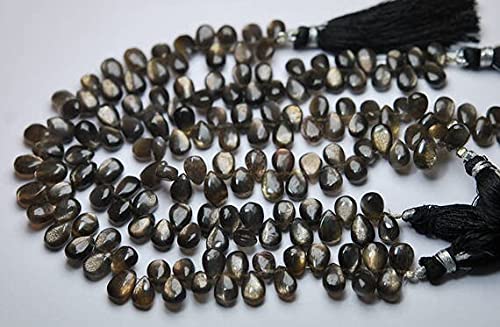 Quartz gris doré naturel en forme de poire lisse pour la création de bijoux en perles LKBEADS