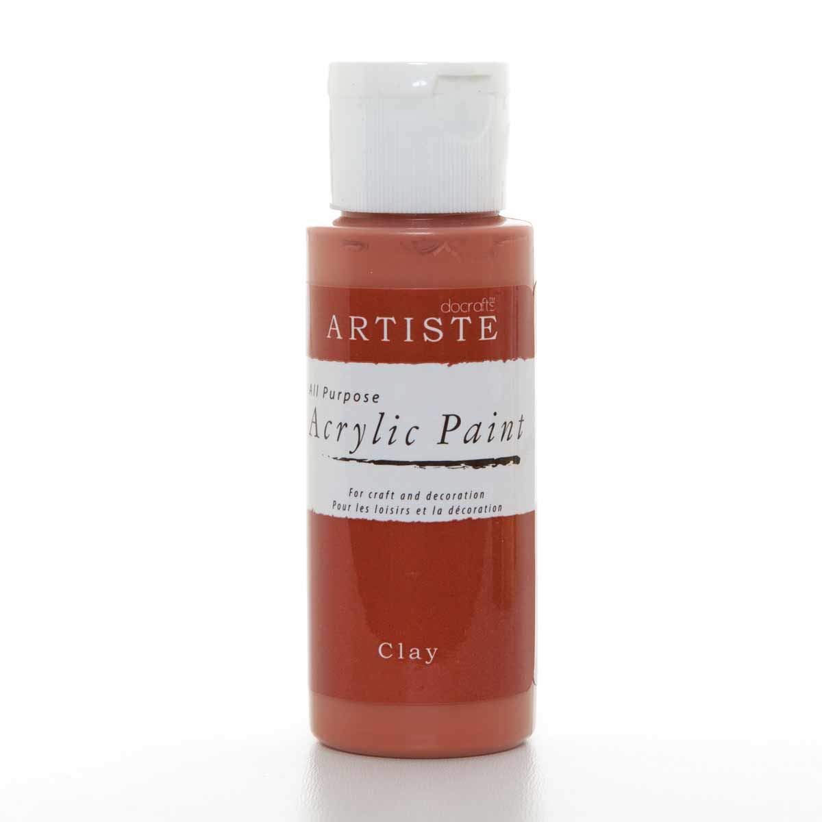Artiste Acrylic Paint 59ml 2Oz Clay, Quick-Drying Professional Art, Craft and Hobby Artists Paint, Vibrant Colour, Water-Based Paints Cover All Surfaces with Ease, Ideal for Travel Artists
