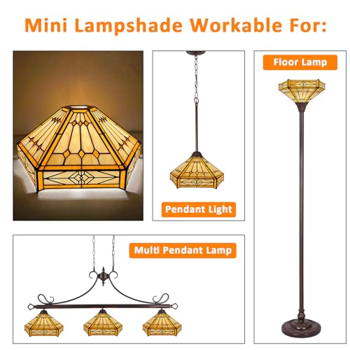 Capulina Tiffany Lamp Shade 12 Inches Wide Accessories Replacement Cream Hexagon Style Stained Glass Lampshade For Torchiere Floor Lamp And Pendant Light thumb #5