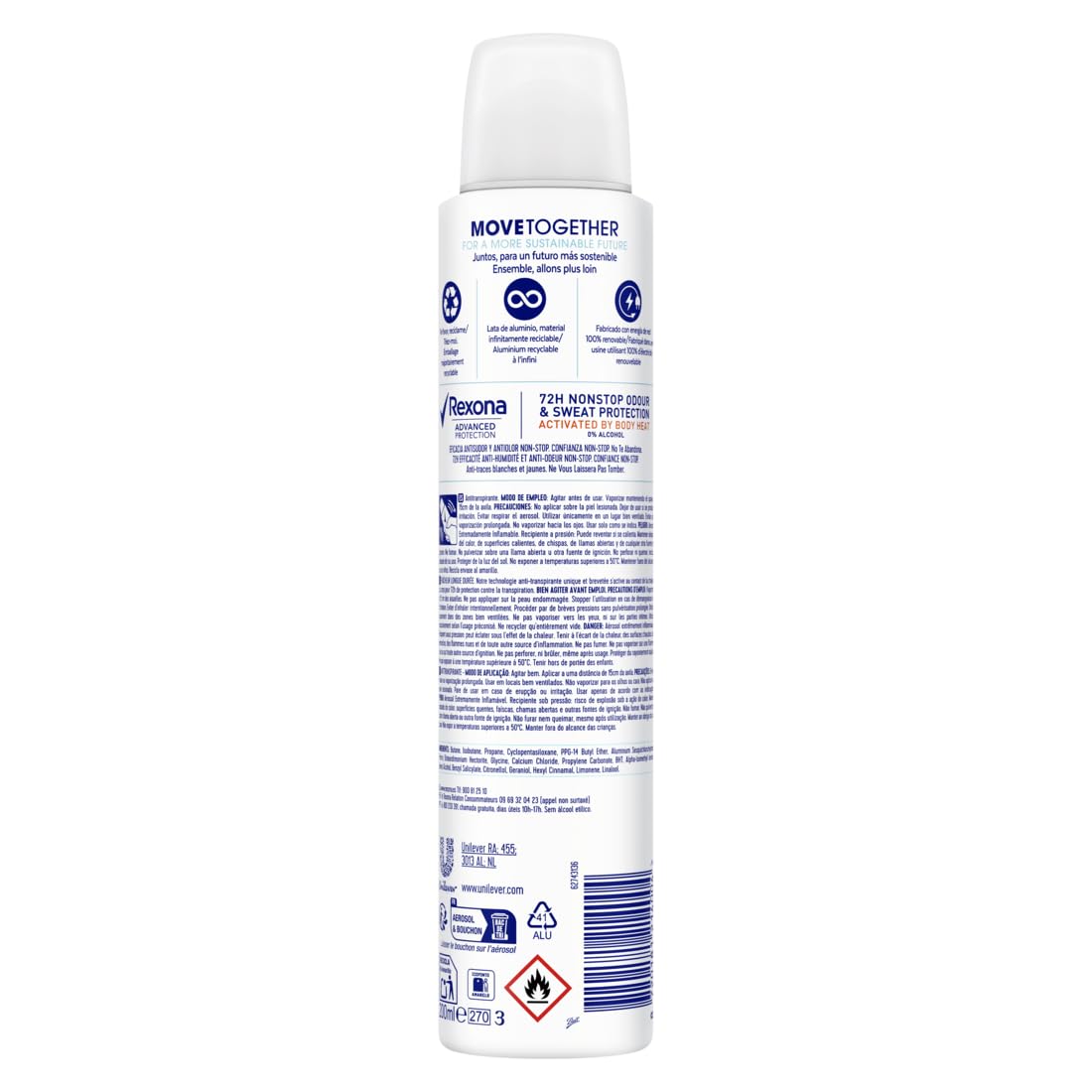 Rexona Dezodorant damski spray antyperspirujący 72H niewidoczny Aqua 200ml zestaw 6 szt