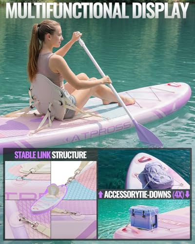 Image of 10'6''x33''Inflatable Stand Up Paddle Board, 400lbs Extra Wide Stand Up Paddleboard with Kayak Seat, Anti-Slip EVA Deck Premium SUP Accessories Kit, Non-Slip Stable Deck Boat