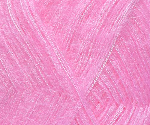 Image of M.G ENTERPRISE Os wal Tarang Knitting Wool Yarn, Soft Fancy Feather Wool Ball Pink 500 gm Best Used with Knitting Needles, Soft Fancy Wool Crochet NeedlesWool Yarn for Knitting.