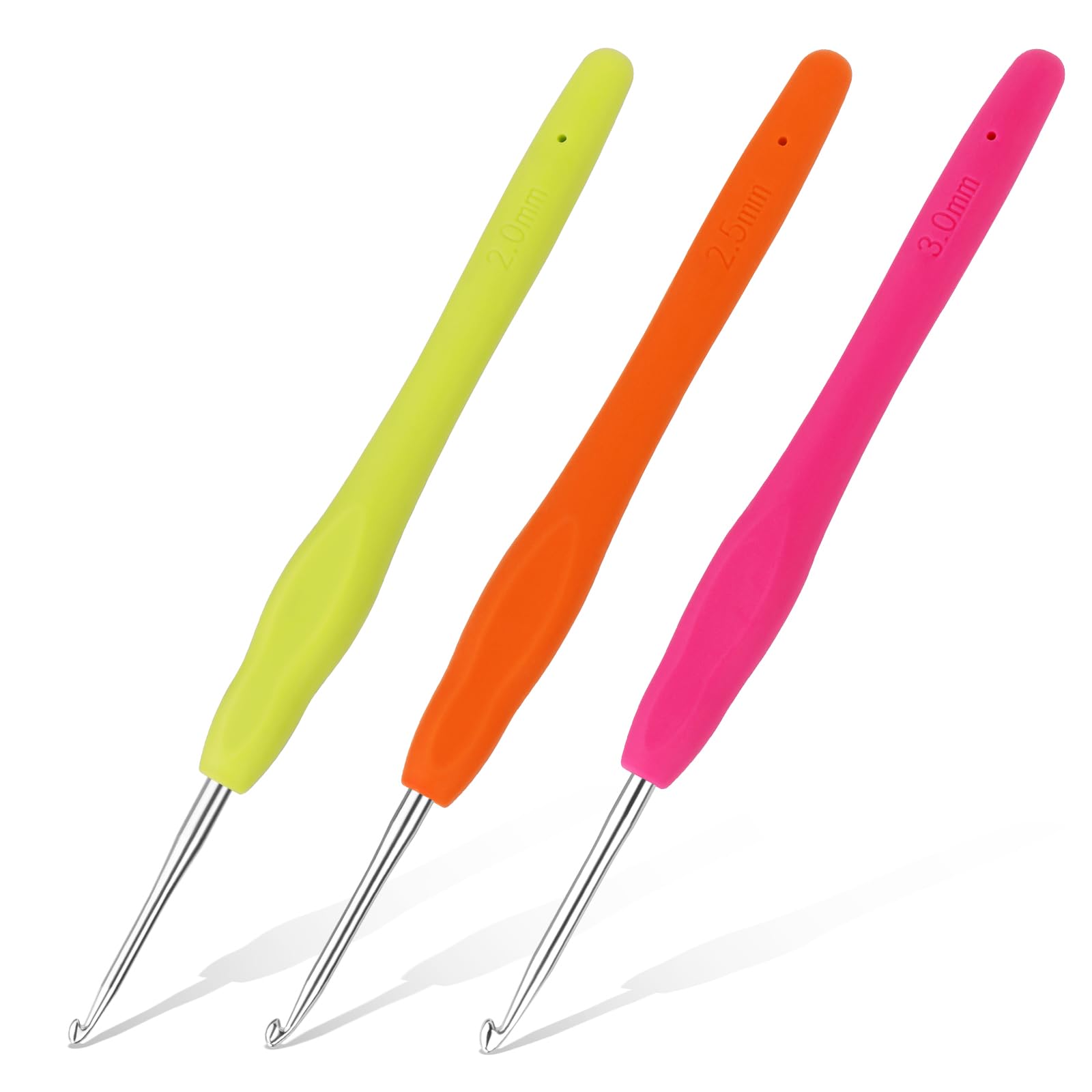 Iuuidu 3PCS Crochet Hooks, Ergonomic Handle Crochet Hooks 3Size
