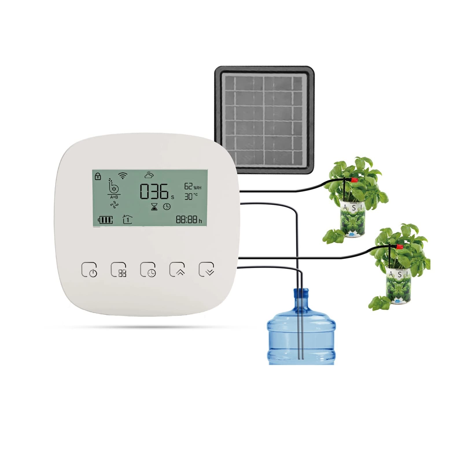 Ogród Hydroponiczny, Intelintne sterowanie głosowe Ogród Automatyczne urządzenie do podlewania Nawadnianie kropelkowe instalacji solarnej Czasowy system czasowy wody, Patrz, jak rosną rośliny(With So