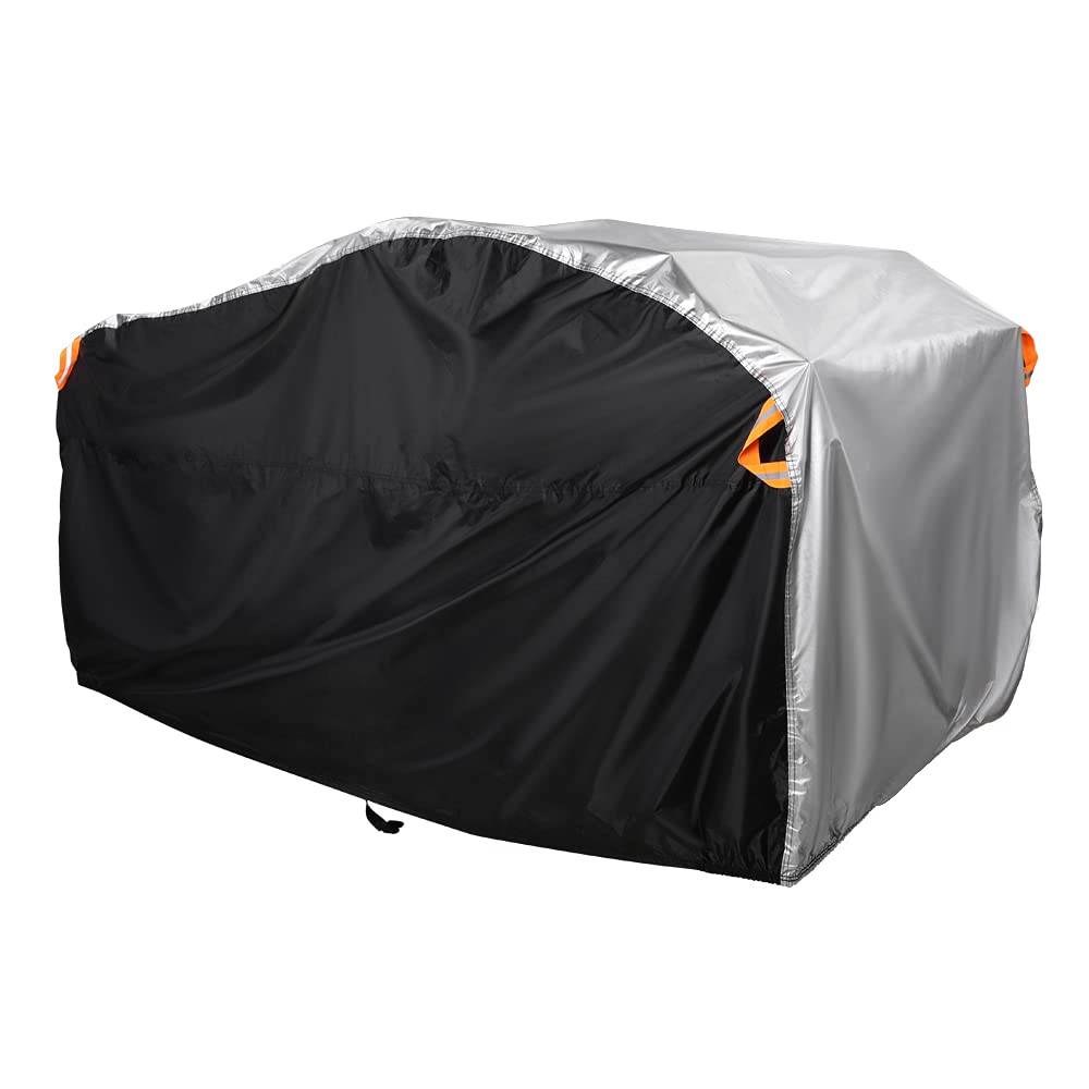NEVERLAND Housse Quad Imperméable Exterieur Bache Quad Double Face Disponible avec Bandes Réfléchissantes Imperméable Coupe-Vent Anti-UV Noir Argent 256 * 110 * 120cm | Bâche Quad Deux Faces Disponibles Contre la Neige Pluie UV Poussière Extérieur