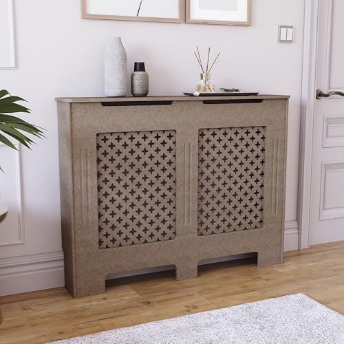 Home Discount Cubierta para radiador MDF sin Pintar Tradicional. Diseño Oxford y tamaño Mediano
