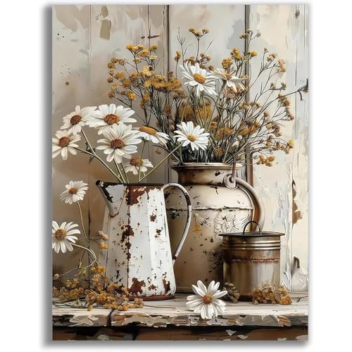 Image of Jakener Cross Stitch Kits for Adults Beginners, Retro Flower Stamped Embroidery Kits for Adults, 11CT Counted Embroidery Needlepoint Kits Fun DIY Crafts Home Decor 12x16 Inch