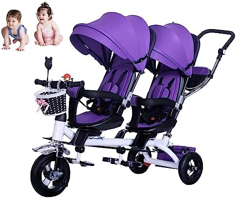 MJKCBD Kids Stroller Tricycle,Baby ​Tandem Tricycle 4 in 1 Trike Lightweight Child 3 Wheel Bike Multi-Position Reversible & for 1-6 Years Old with Basket,Purple