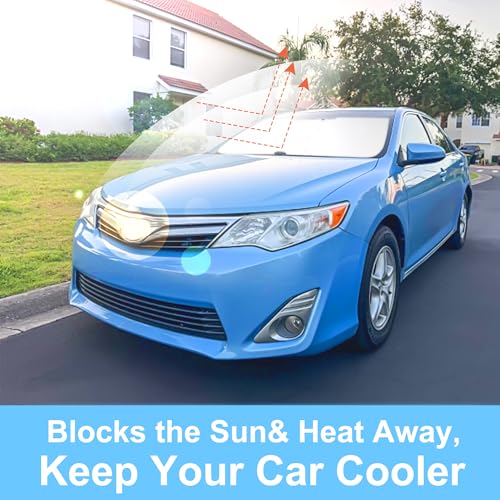 Image of Windshield Sun Shade Custom Fit for 2012 2013 2014 2015 2016 2017 Toyota Camry Accessories Foldable Window Sunshade Sun Blocker Protect Car from Sun Rays & Heat Damage Keeps Car Cooler