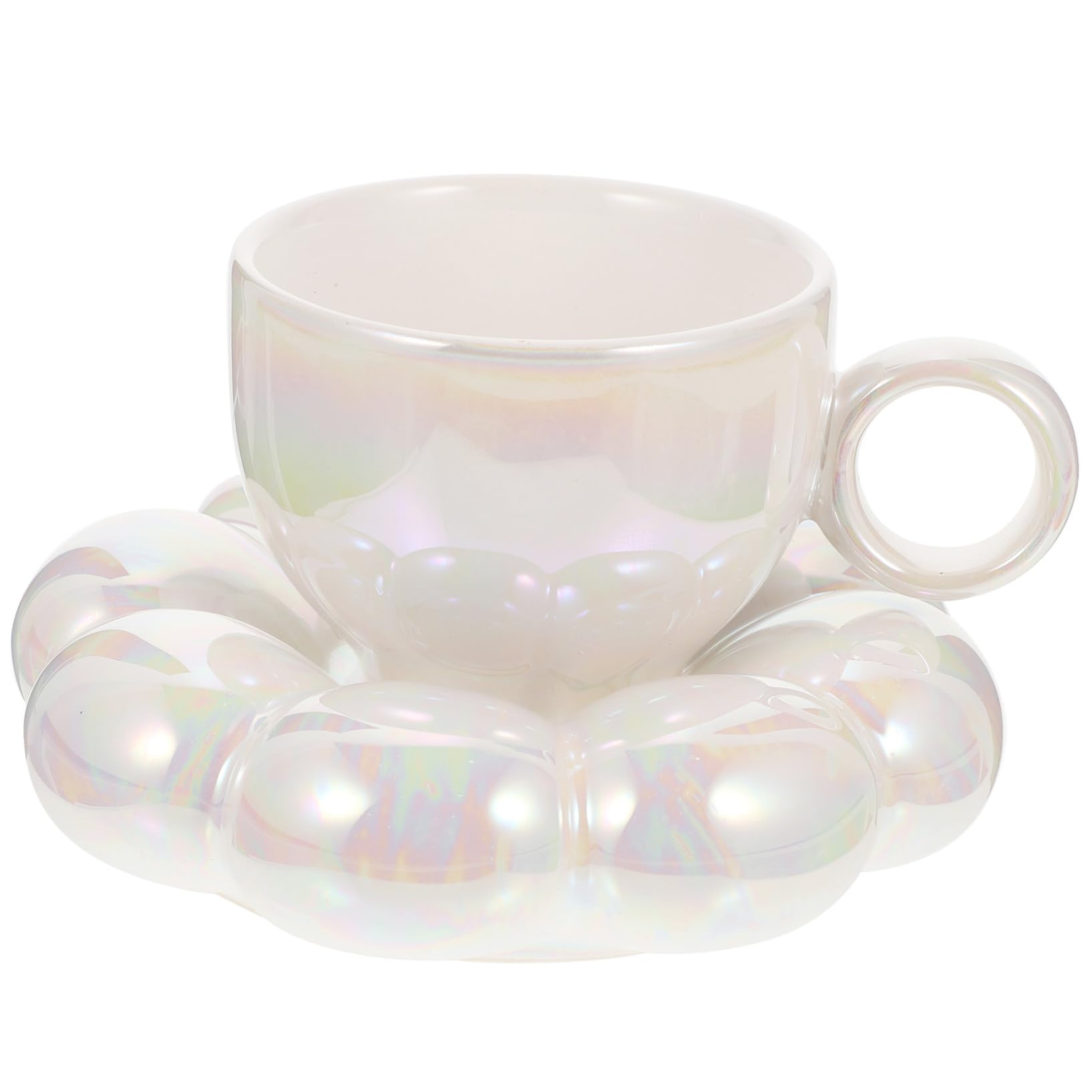 VANZACK Juego de Tazas de Café de Cerámica de 200ml con Platillo, Diseño Delicado y Base Plana, Adecuado para Café y Té en Casa o Obsequio Especial