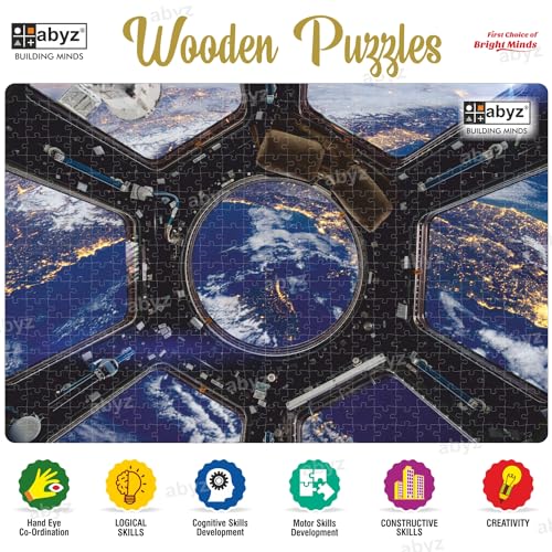 Image of ABYZ Wooden Jigsaw Earth Spacecraft Puzzle with 500-Pieces Play and Learn Educational Puzzle for Kids and Children aged7+ and Adults Toy for Improving Memory & Problem Solving