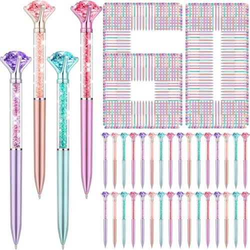 Zhehao 60 Pcs Diamond Pens, Crystal Glitter Bridal Shower Ballpoint Pens Set bulk Black Ink Rhinestone fancy gift for Women Students School Office Supplies Wedding Birthday Party Present