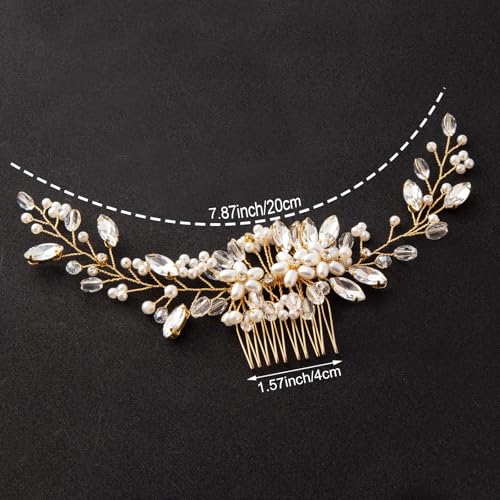 Peine para cabello de boda con perlas y cristales miniatura 2