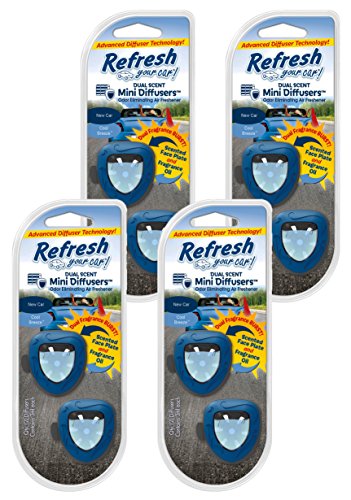 Image of Refresh Your Car! 89875 Dual Scent Mini Diffuser (New Car /Cool Breeze Scent, 4-Pack)