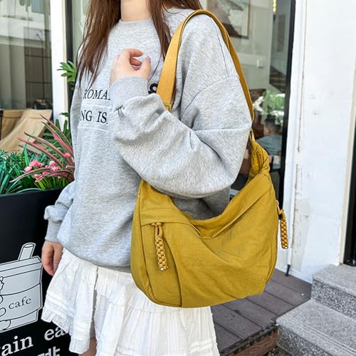 Quantifyn Crossbody Bag, Women's Plain Color Nylon Hobo Bag with Adjustable Strap, Lightweight Crescent Purse3