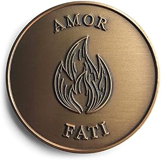 STOIC STORE UK Amor Fati Coin For Daily Stoic Practice And Journaling, Marcus Aurelius Stoic Coin, Brass EDC Challenge Coin, Stoic Medallion Philosophy Gifts, Antique Brass Reminders
