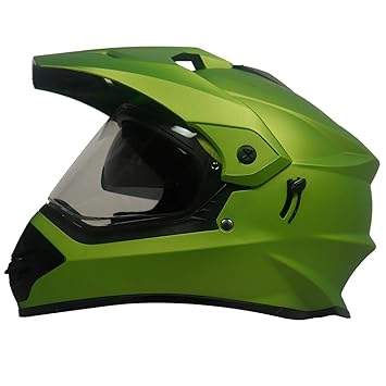 Steelbird ABS Off Road Motocross Helmet with Double Visor Helmet for Men (Large 600 mm, Matt Y.Green Aerodynamics Enabled)