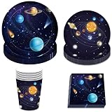 44PCS Outer Space Galaxy Tableware Birthday Party Supplies Decorations -Space Galaxy Themed Kids Bab