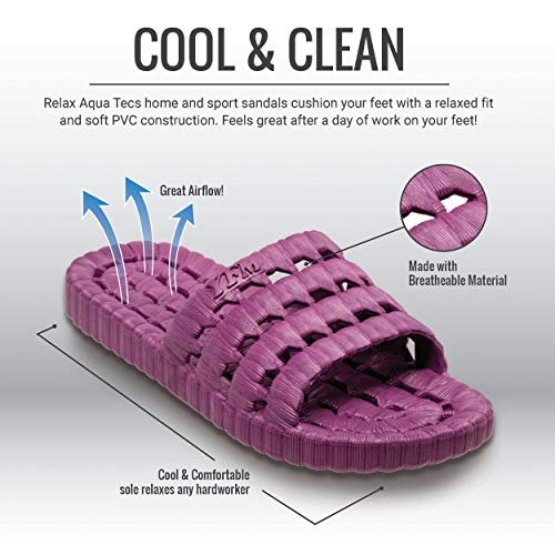 TECS Women's Flexible PVC Lightweight Relax Water Sandal | Open Toe Slipper with Drainage Hole for Beach, Showers, Dorms, & Outdoor2