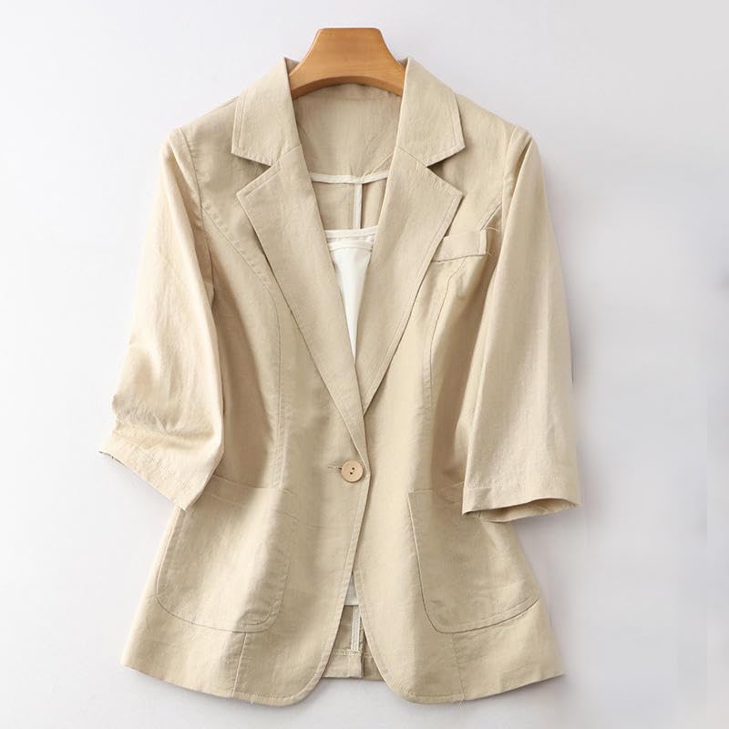 Blazer en coton et lin style Hong Kong veste décontractée chic - 4