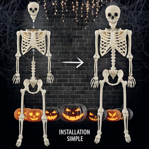Squelette Halloween grand format 160 cm avec chien déco extérieure résistante aux intempéries - 7