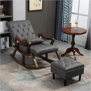 Majestic Wooden Hub Rocking Chair/Colonial Rocking Chair/Traditional Rocking Armchair/Solid Teak Wood (Swed Gray)
