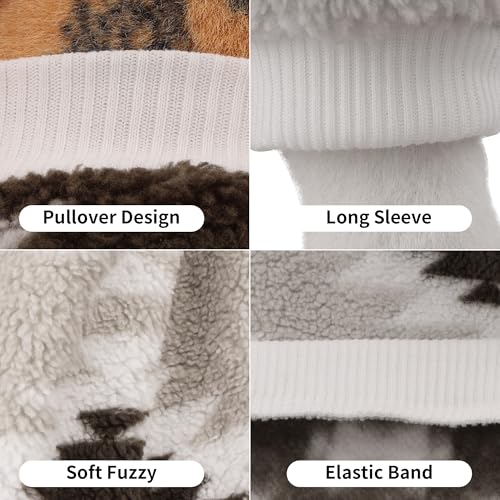 YAODHAOD Hund Pullover für kleine Hunde, Fleece Hund Pullover, Ethnische Stil Winterkleidung, Ultra weiche thermische Winter warme Welpen Sweatshirt (Weiß, S)