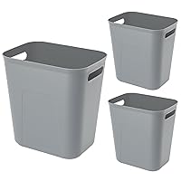 Vista 12 de UUJOLY Cubo de basura de plástico, cesta de basura para baños, cocinas, oficinas, habitaciones de los niños, gris, 3.5 galones, paquete de 2