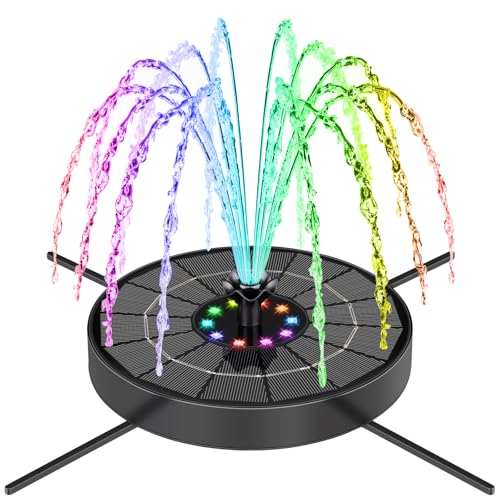 SEIRMEP Solar Fountain Pump with 3 Spray Height Adjustments, Upgraded Glass Solar Bird Bath...