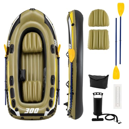 COSTWAY Inflatable Boat 3/4-Person Fishing Raft Set (252 x 125 x 40 cm)