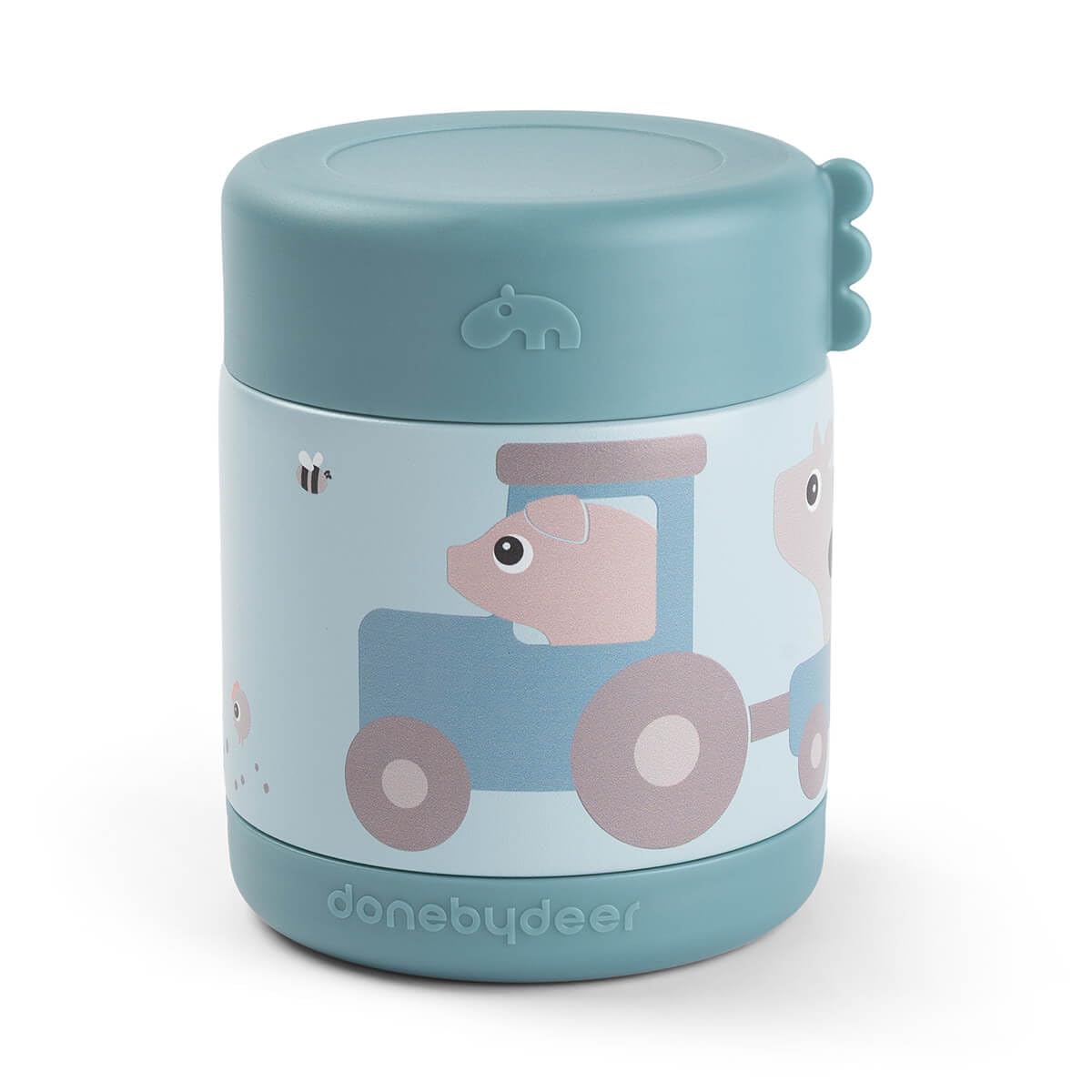 Done by Deer Thermal Food Container Tiny Farm Blue 300 ml