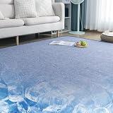 Housecover カーペット 夏用ラグマット ラグ 接触冷感 滑り止め付き 地毯 ひんやり 洗える 冷感ラグ 防菌防臭 吸湿速乾 軽量 135×185cm (約1.5畳） ネイビー