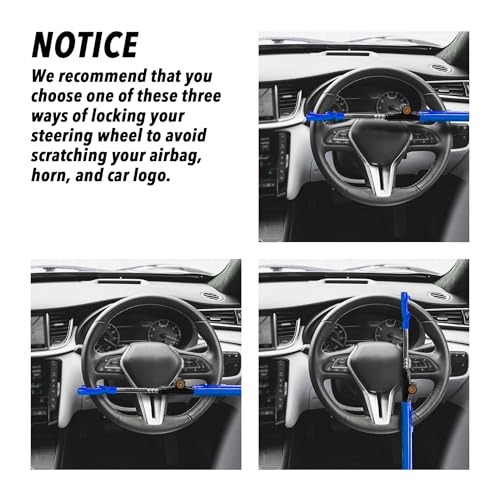 image for CARTMAN Vehicle Steering Wheel Lock Blue Car Anti Theft Security Lock 